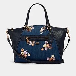 Coach Floral Satchel in denim blue
